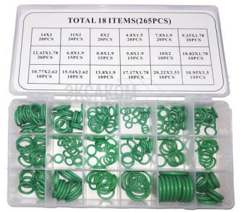 Nabor uplotnitelnih kolec (0632 green) 149618 (18 tipov-265 pcs)